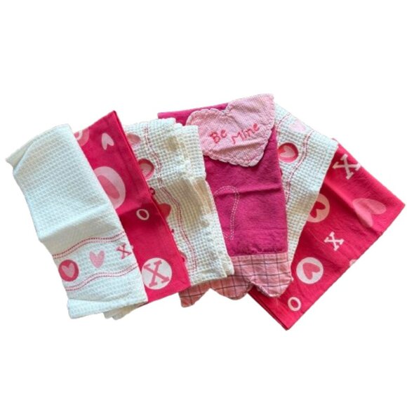 Tag Valentine Kitchen Dish Towels Lot of 6 - Picture 1 of 12